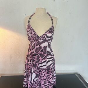 Cristinalove Pink and Black Patterned Dress